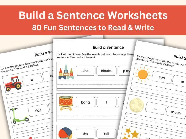 Build a Sentence Workbook – 80 Simple Sentences to Read and Write (20 Pages)