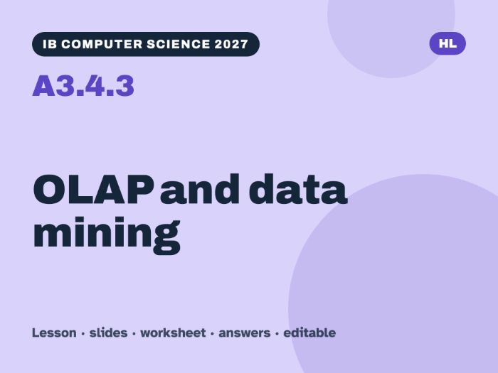 IB Computer Science 2027 – A3.4.3 OLAP and data mining – Lesson & Worksheet