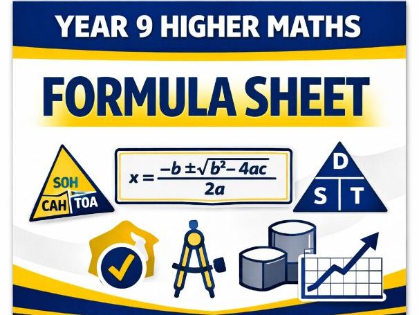 Year 9 Higher Maths Formula Sheet  EOY