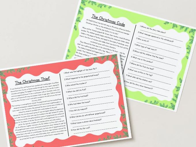 UKS2 Christmas Reading Comprehension Pack – 3 Festive Stories with Questions & Answers (Pack 1)