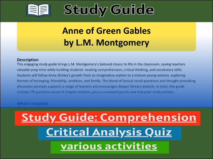 Anne of Green Gables by L.M. Montgomery, study guide & Activities