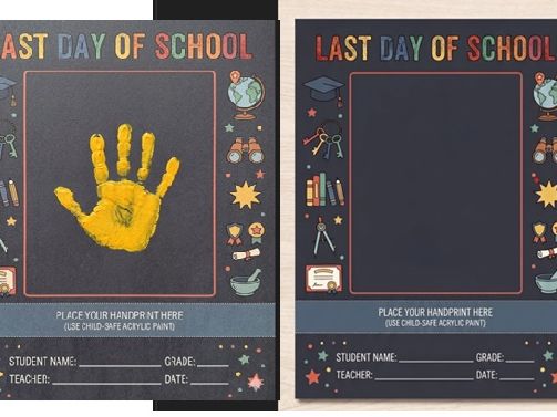Last Day of School Handprint Keepsake Craft Template