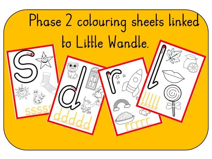Autumn Phase 2 colouring sheets linked to Little Wandle Phonics scheme. Portrait individual letters