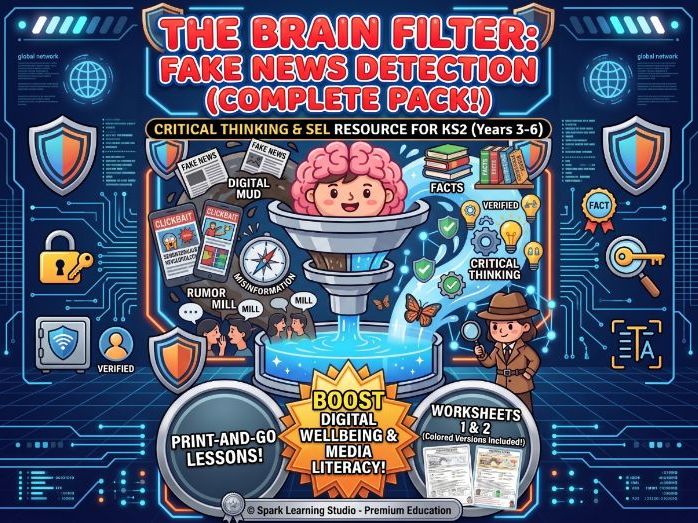 The Brain Filter: Fake News Detection & Critical Thinking (Worksheets & Answer Key)