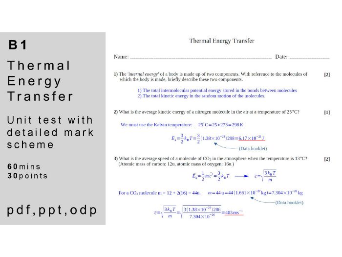 IB physics: B.1 - Thermal Energy Transfers. Unit Test.