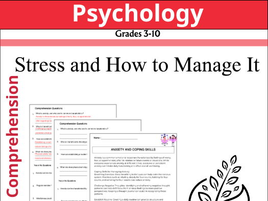Anxiety and Coping Skills It Reading Comprehension Passages & Questions Worksheets