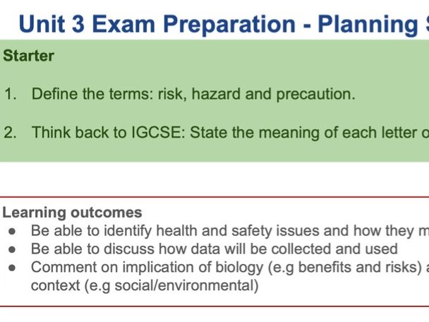 Edexcel IAL Unit 3 Preparation Lesson 3