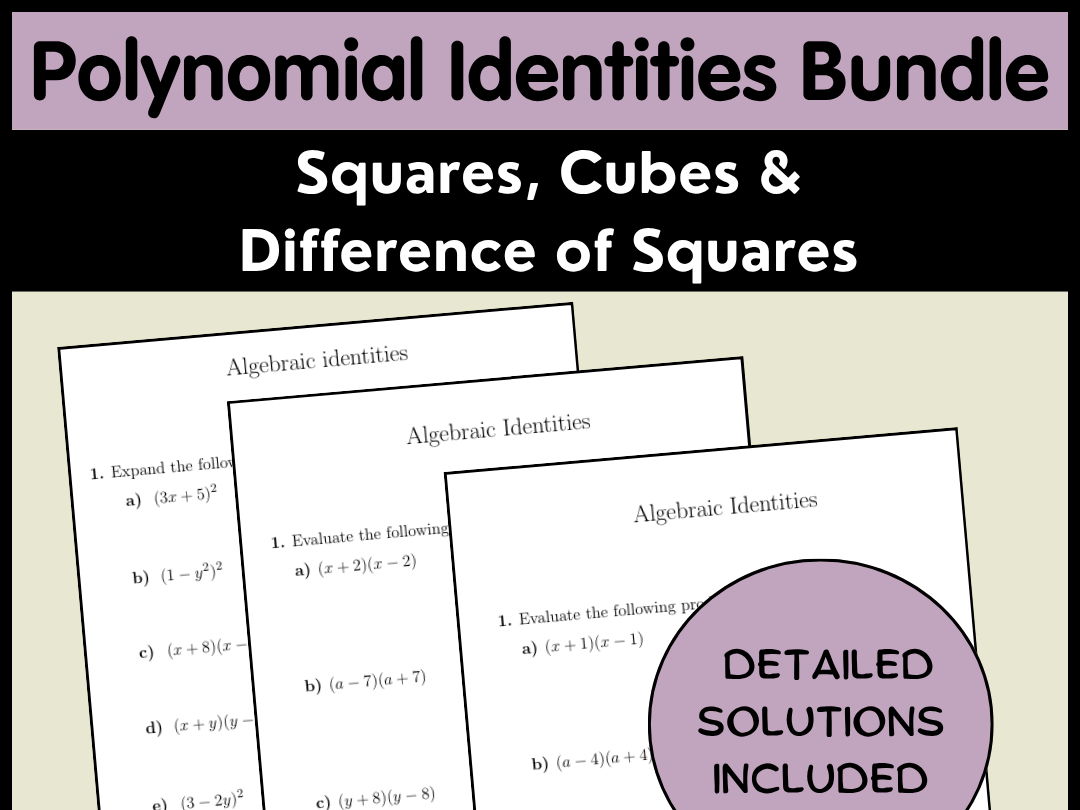 Polynomial Identities Bundle | Squares, Cubes & Difference of Squares