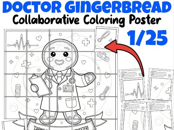 Doctor Gingerbread Collaborative Poster | Winter Kindness Classroom Activity