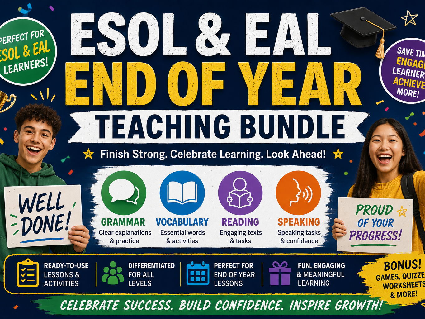 ESOL & EAL End‑of‑Year Mega Bundle 2026 – 2027 Grammar, Vocabulary, Reading & Speaking (Entry 1–Level 2 · Printable)