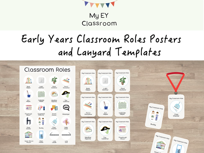 Classroom Roles/ Jobs Posters & Lanyard Inserts | Early Years - (20 Jobs)