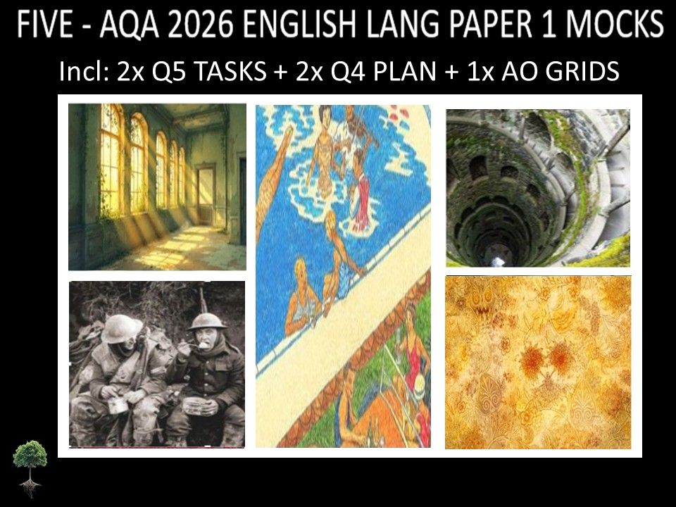 FIVE - AQA PAPER 1 | 2026 FULL MOCKS | Q5 TASKS | Q4 PLAN | AO GRIDS