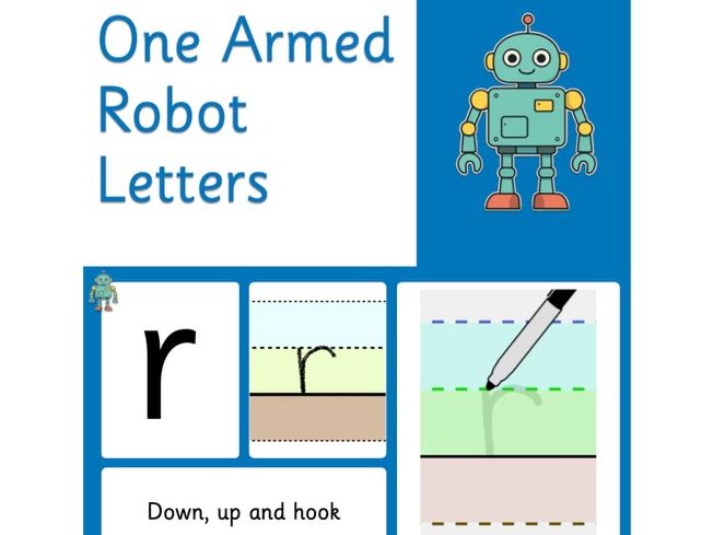 Animated Handwriting Formation PowerPoint - One-Armed Robot Letters