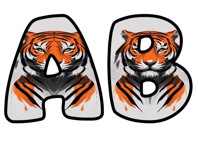 Tiger Head Zoo Animals Classroom Display | Lettering Set | Upper & Lowercase, 0-9 and Signs