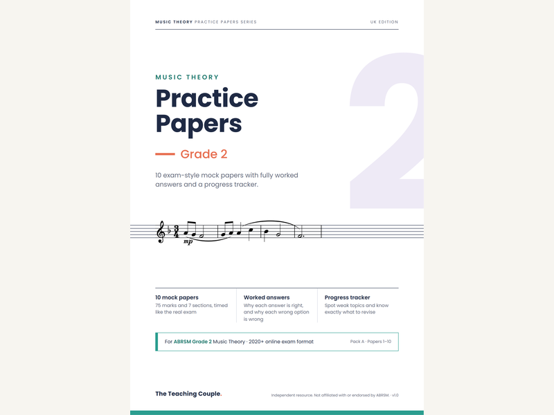 Grade 2 Music Theory Practice Papers – for ABRSM – Pack A (10 Mock Papers)