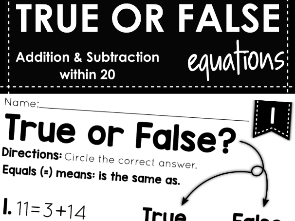 True or False Equations Worksheets | Balancing Equations | Year 1 & 2 Maths