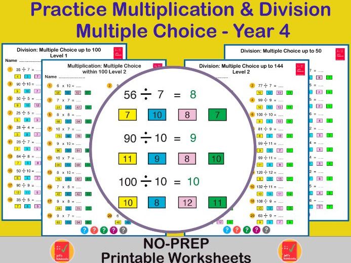 Multiplication and Division  - Multiple Choice to 12x12