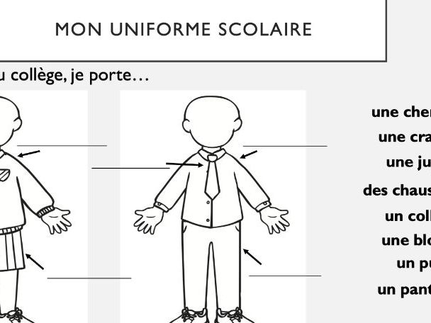 French lesson school uniform KS3