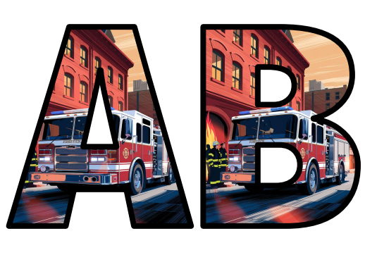 Fire Engine Firetruck Emergency Vehicle 911 City Lettering Set Display ...