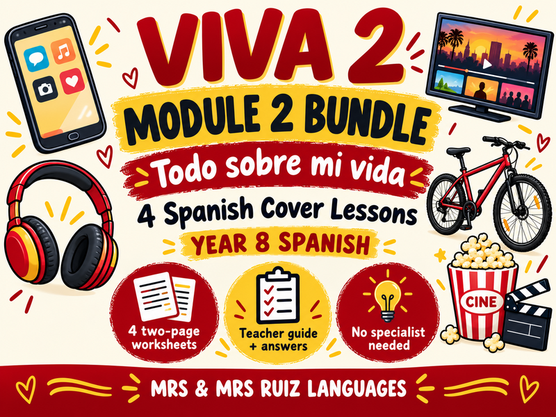 Year 8 Spanish Cover Lessons Bundle | Viva 2 Module 2 Units 1–4 | 4 Lessons