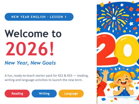 New Year English Lesson Pack 2026 – KS2 & KS3 Reading, Writing & Language Starter Activities (No Pre