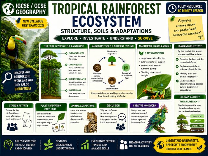 IGCSE Geography - Tropical Rainforest Structure, Soils & Adaptations (First Exams  2027)