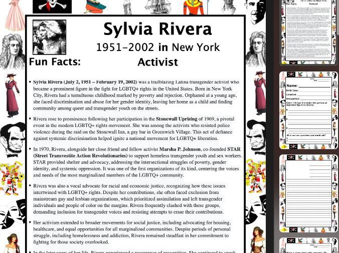 Sylvia Rivera PACKET & ACTIVITIES, Important Historical Figures Series