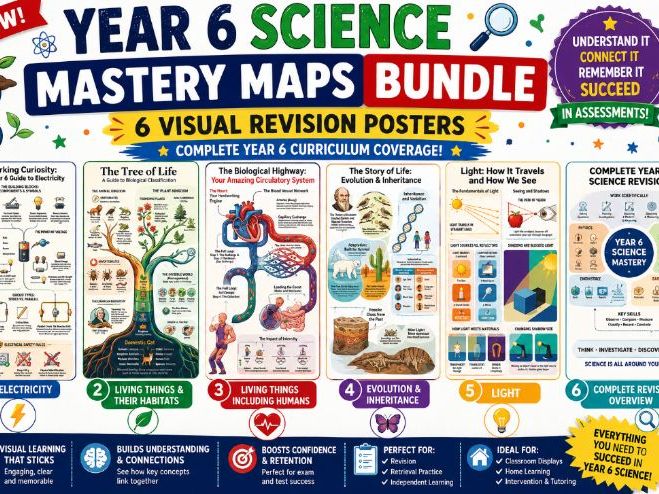 Year 6 Science Mastery Maps Bundle | Visual Revision Posters for Assessment Success