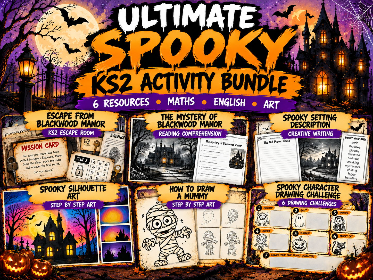 Ultimate Spooky KS2 Activity Bundle | Halloween Maths, English & Art