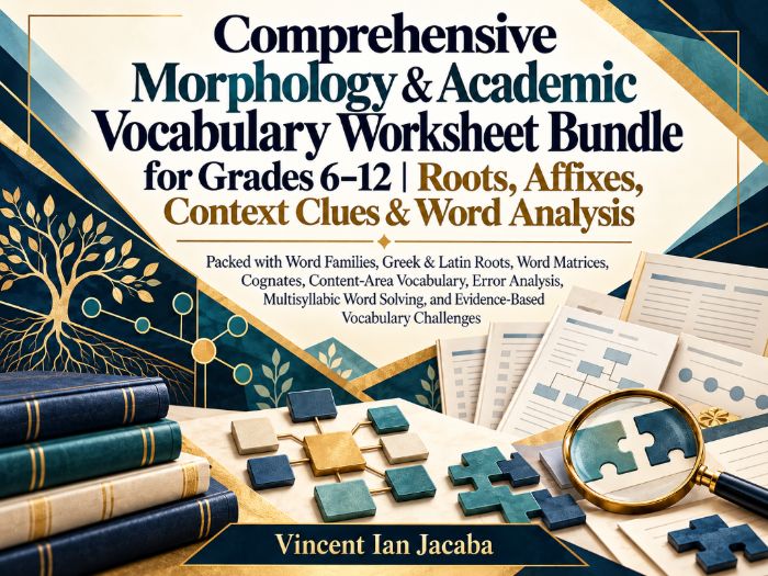 Morphology & Academic Vocabulary Worksheets Bundle | Grades 6–12 | Roots, Affixes & Context Clues