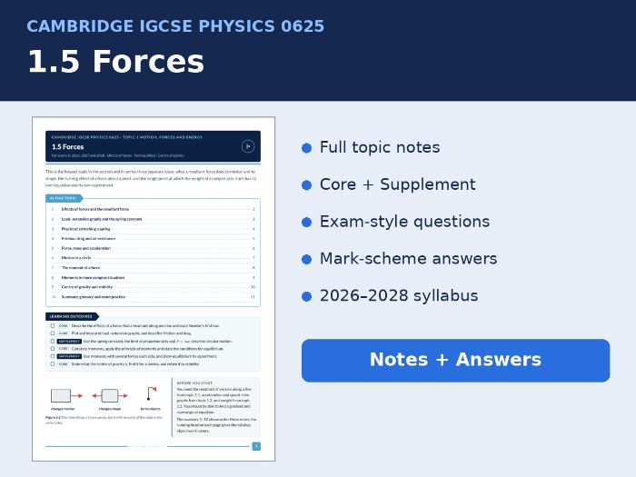 IGCSE Physics 0625 1.5 Forces Notes