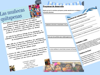 Las muñeca quitapenas Spanish worksheet KS3/GCSE Guatemala PDF