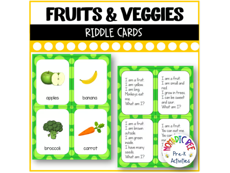 'Fruits and Vegetables' Riddle Cards