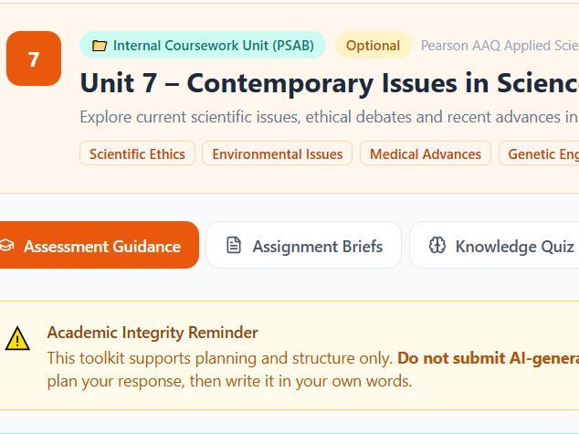 AAQ Applied Science complete digital toolkit (Pearson aligned)