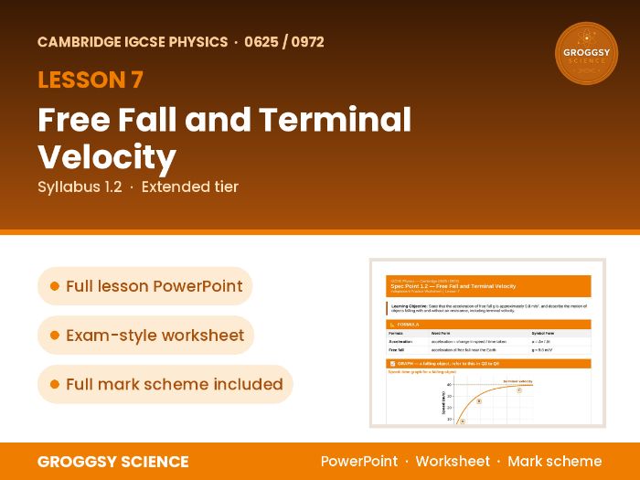 Cambridge IGCSE Physics 0625: Free Fall and Terminal Velocity | Unit 1 | L7