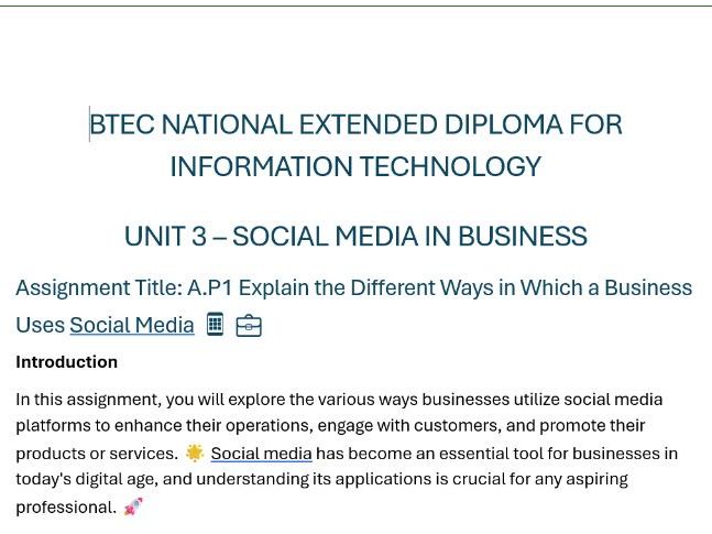 BTEC National Ext Dip in IT