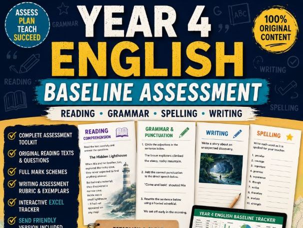 Year 4 English Baseline Assessment | Complete Assessment Toolkit | Reading, Grammar, Spelling & Writ