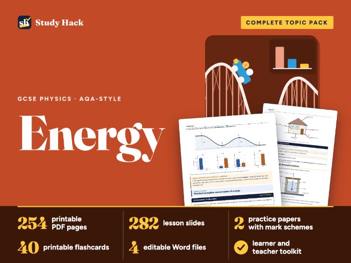 GCSE Physics Energy: AQA-style workbook, practice papers and lessons