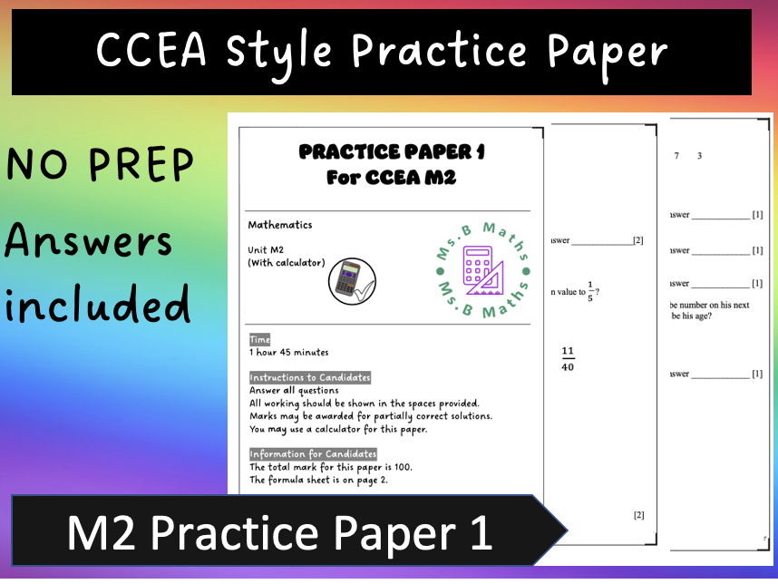CCEA STYLE PRACTICE PAPER M2