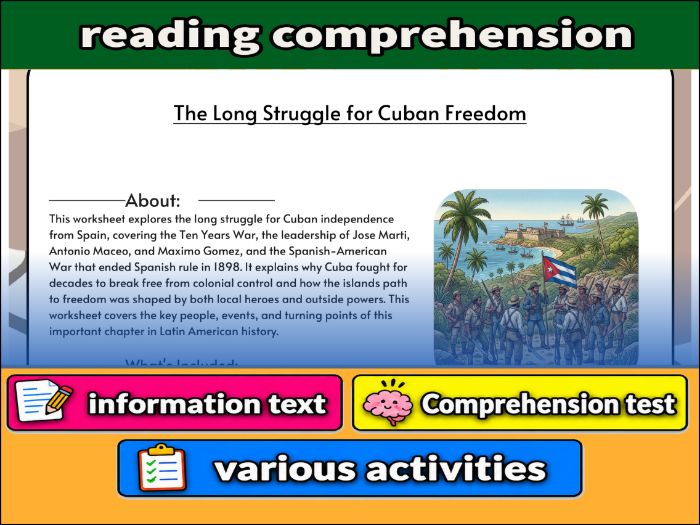 The Long Struggle for Cuban Freedom  & Comprehension Test