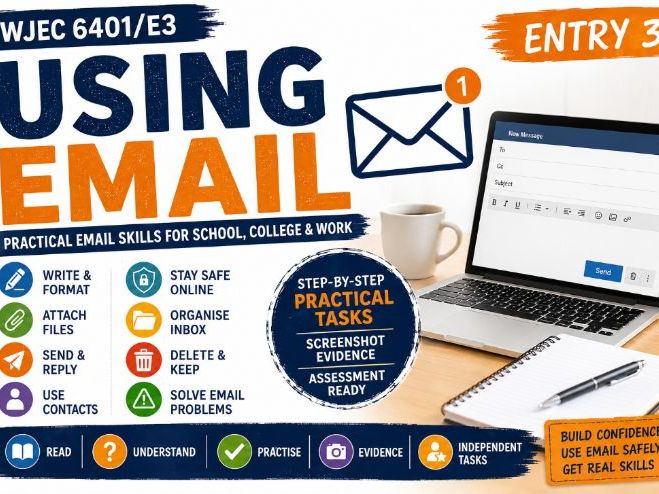 WJEC Entry 3 Using Email Workbook | 6401/E3 | 2 credits