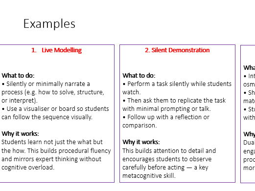 Teaching and Learning Briefing - Talk Less, Show More