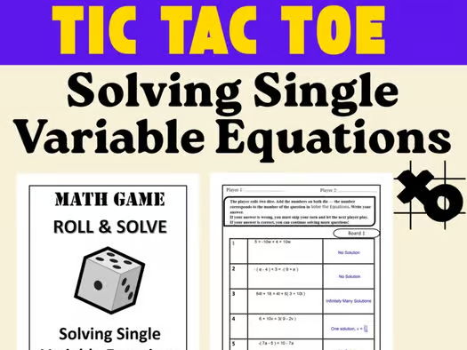 Algebra Dice Math Game – Solving Single Variable Equations | Roll and solve