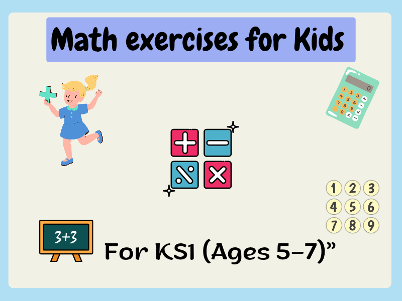 Fun Math Worksheets for Kids KS1 Pack
