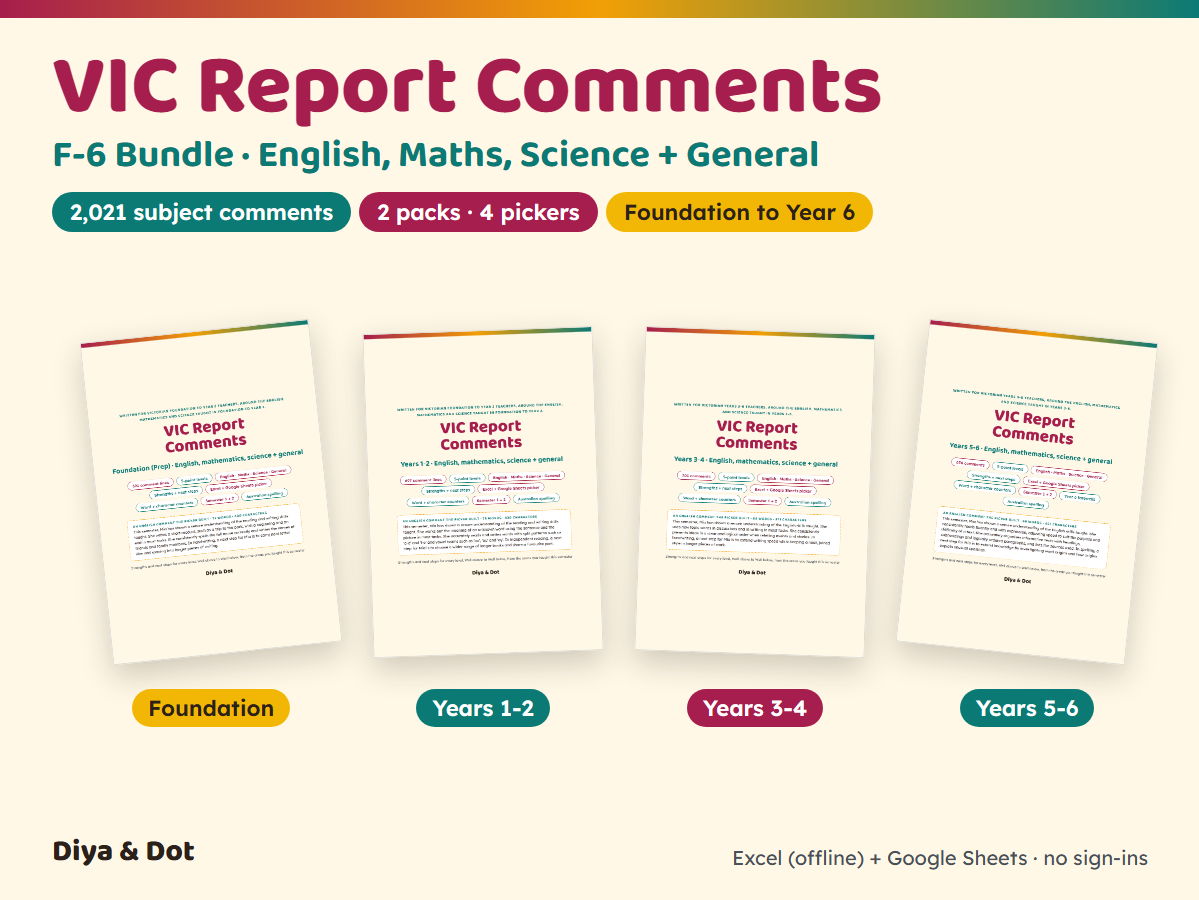 VIC Report Comments F-6 Bundle