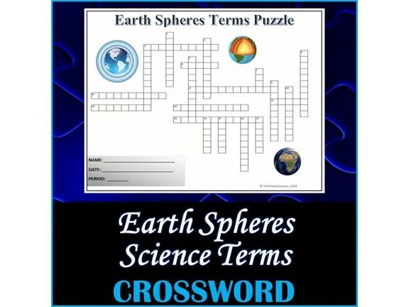 Earth Spheres Science Crossword Puzzle Activity Worksheet