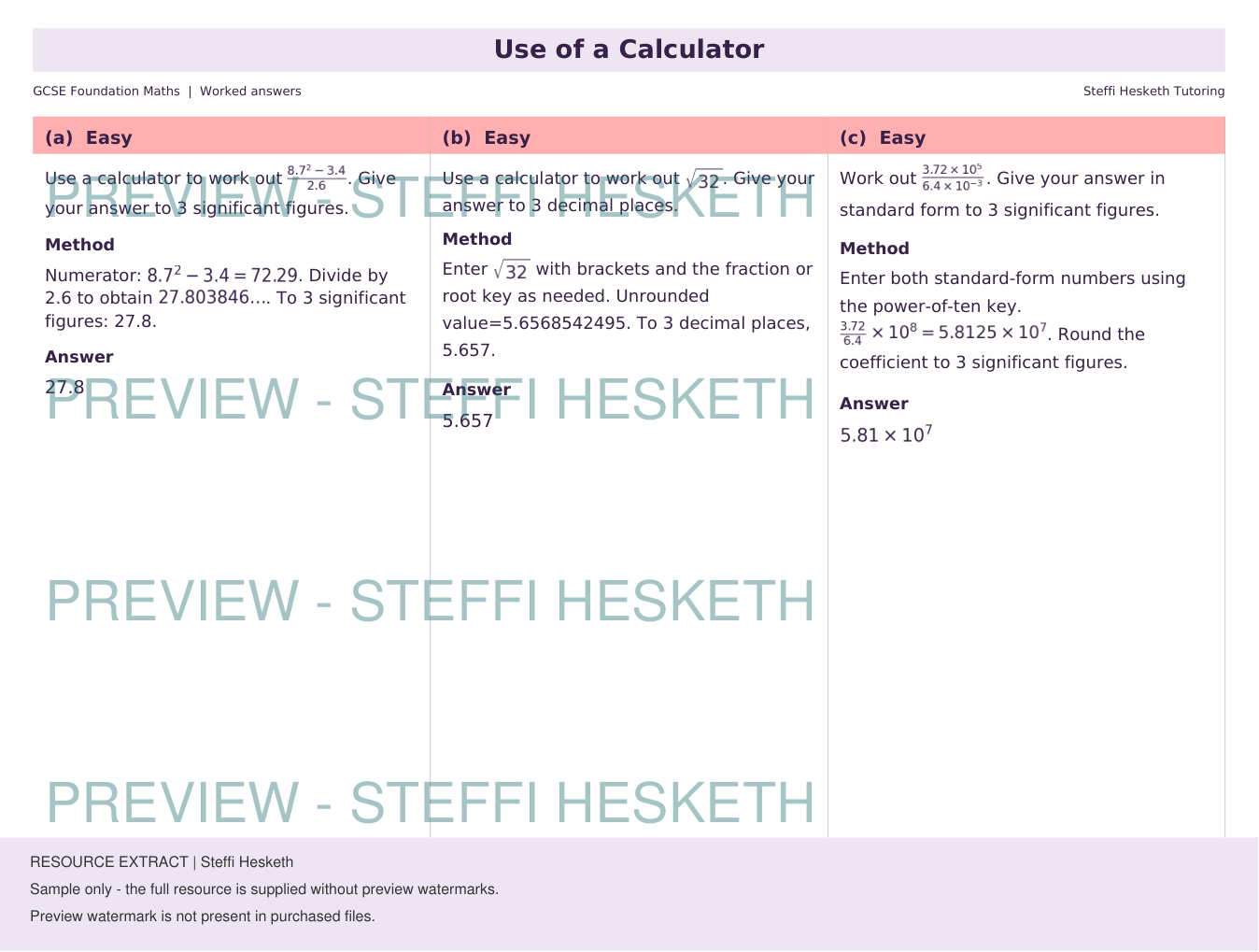 Square Roots And Cube Roots Chart.pdf GCSE Foundation Use of a Calculator | Topic Overview Differentiated ...