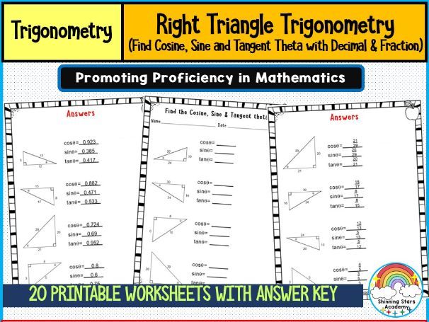 Find Cosine, Sine, and Tangent Theta (with Decimal and Fraction) – Right Triangle Trigonometry Works