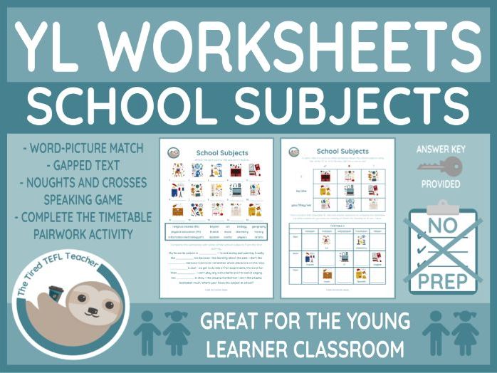 ESL School Subjects Vocabulary Worksheet