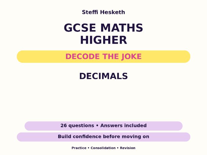 Decimals | GCSE Decode the Joke + Answers